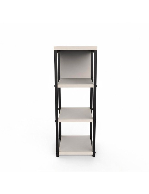 Tavolino da Salotto Comen27 4 Ripiani Cashmere e Struttura Metallo Nero