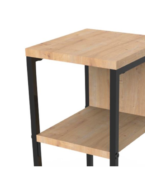 Tavolino da Salotto Comen27 4 Ripiani Rovere e Struttura Metallo Nero