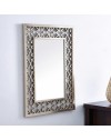 Specchio Decorativo Rettangolare MRHW8903 da Parete 48x67 cm Champagne con Cornice Traforata a Quadrifoglio