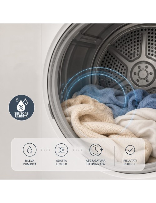Asciugatrice Daya DHTD9PD 9 kg pompa di calore con rotazione bidirezionale e sensore umidità bianco classe D