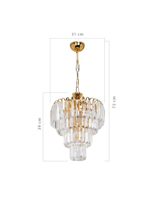 Lampada a sospensione a 3 luci Miranda MDL3831 vetro e oro