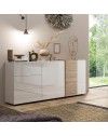 Madia 2 ante 3 cassetti Sabry colore bianco lucido rovere Kadiz
