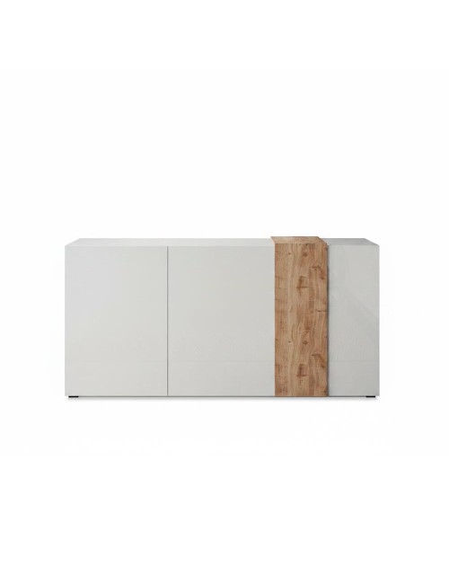 Madia 2 Ante 3 Cassetti Sabry Colore Bianco Lucido Rovere Kadiz