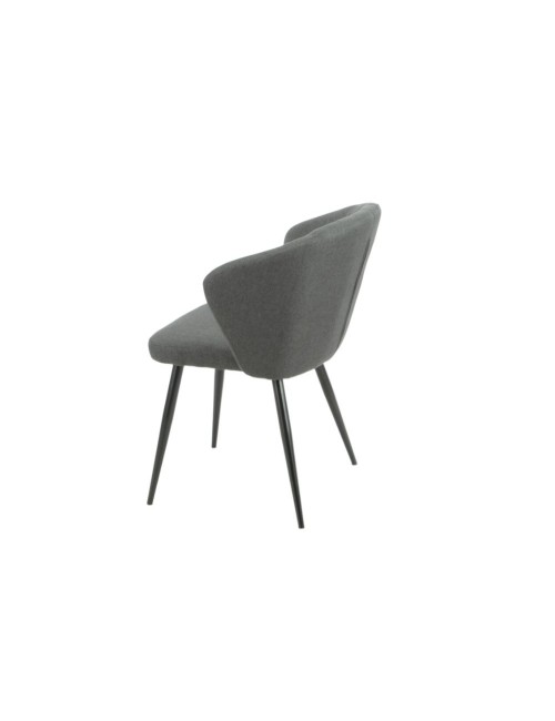 Set 2 sedie tessuto grigio scuro e piedi in metallo nero Krid
