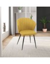 Set 2 sedie tessuto giallo e piedi in metallo nero Krid