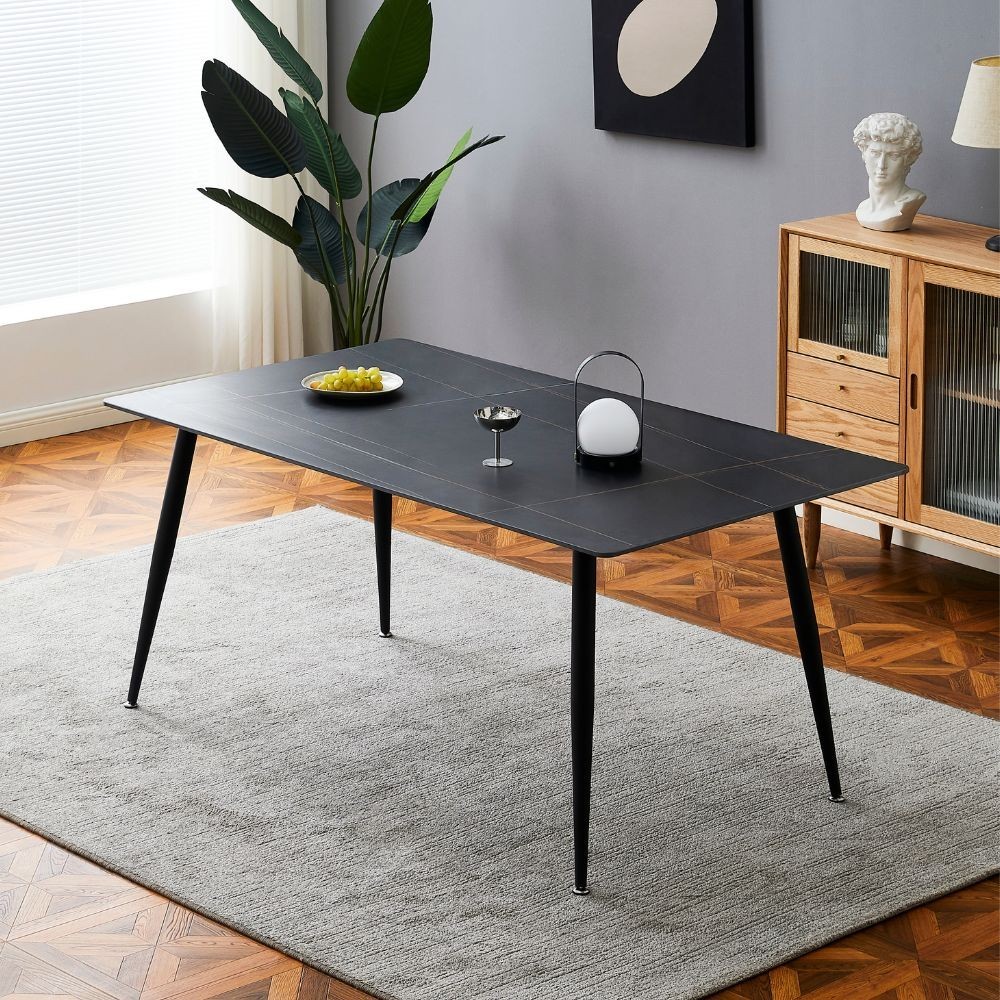 Tavolo top ceramica effetto marmo nero opaco Mila 140x80