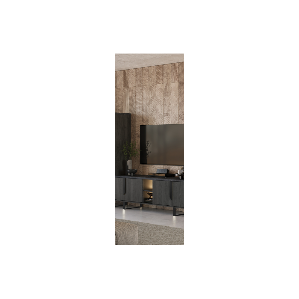 Mobile porta Tv 4 ante Zaira 165x49x60h palissandro nero