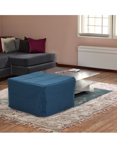 Pouf trasformabile in letto Vega tessuto blu