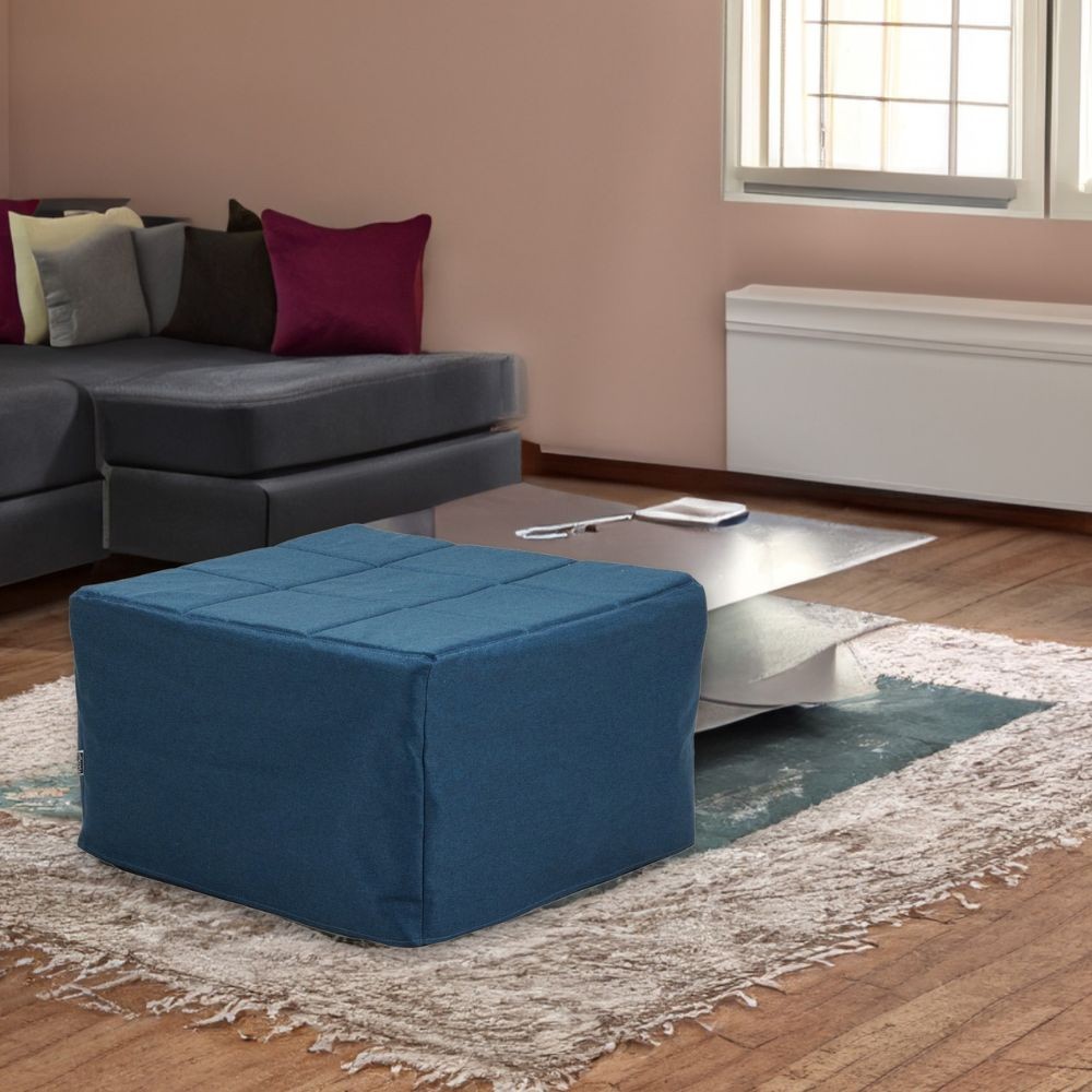 Pouf trasformabile in letto Vega tessuto blu