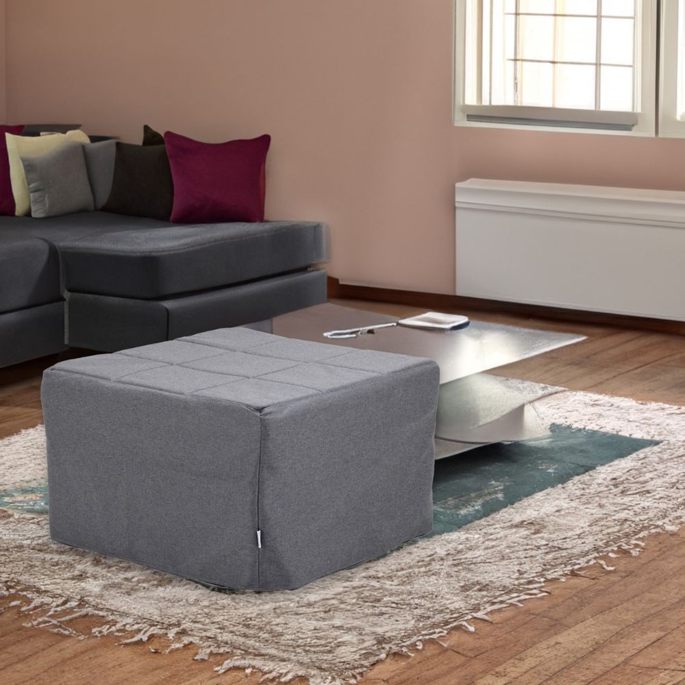 Pouf trasformabile in letto Vega tessuto grigio
