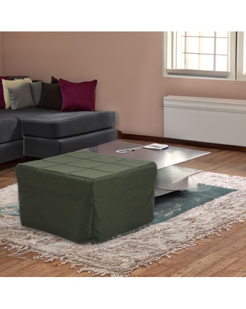 Pouf trasformabile in letto Vega tessuto verde scuro