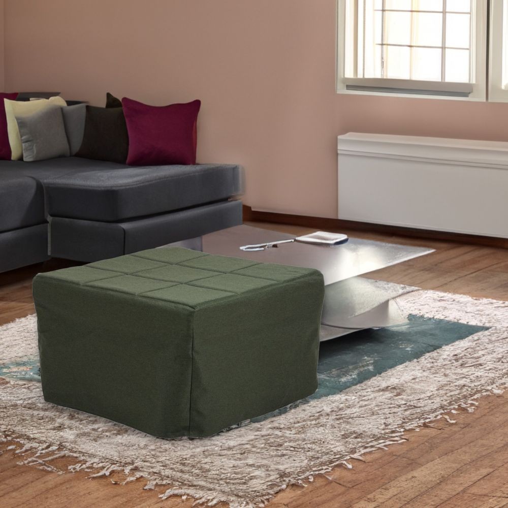 Pouf trasformabile in letto Vega tessuto verde scuro