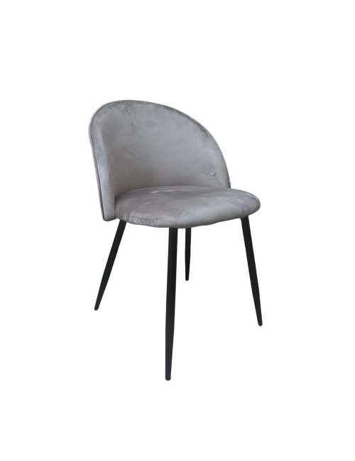 Set 4 Sedia velluto grigio e gambe in metallo nero Despina