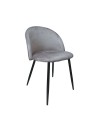 Set 4 Sedia velluto grigio e gambe in metallo nero Despina