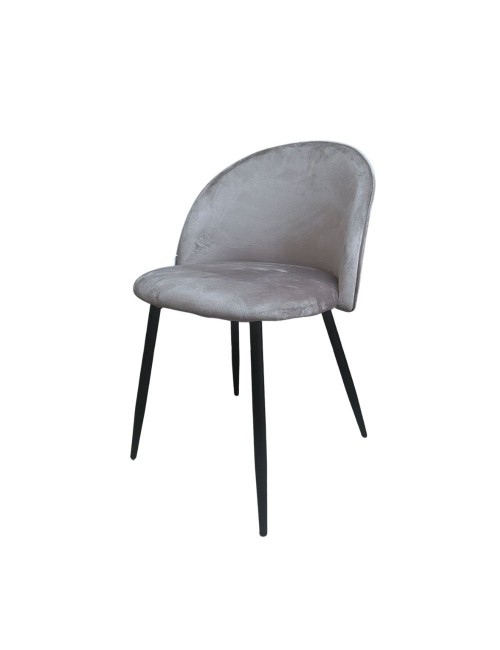 Set 4 Sedia velluto grigio e gambe in metallo nero Despina
