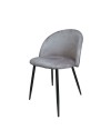 Set 4 Sedia velluto grigio e gambe in metallo nero Despina