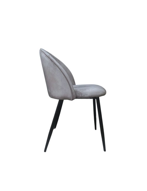 Set 4 Sedia velluto grigio e gambe in metallo nero Despina