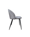 Set 4 Sedia velluto grigio e gambe in metallo nero Despina