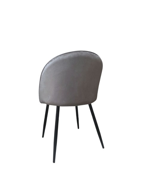 Set 4 Sedia velluto grigio e gambe in metallo nero Despina