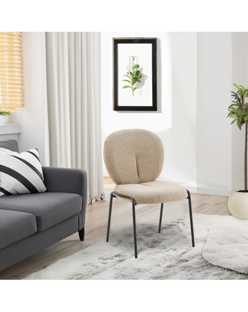 Set 2 Sedie da pranzo tessuto teddy beige Sirio 53x39x94h