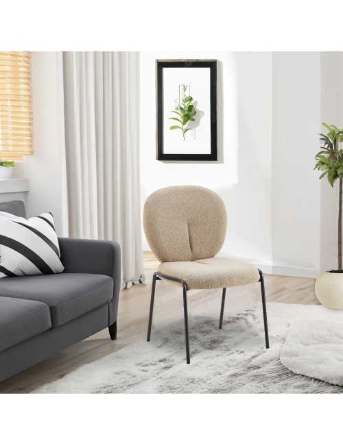 Sedia da Pranzo Tessuto Teddy Beige Sirio 53x39x94h Prezzo