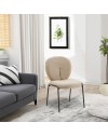 Set 2 Sedie da pranzo tessuto teddy beige Sirio 53x39x94h