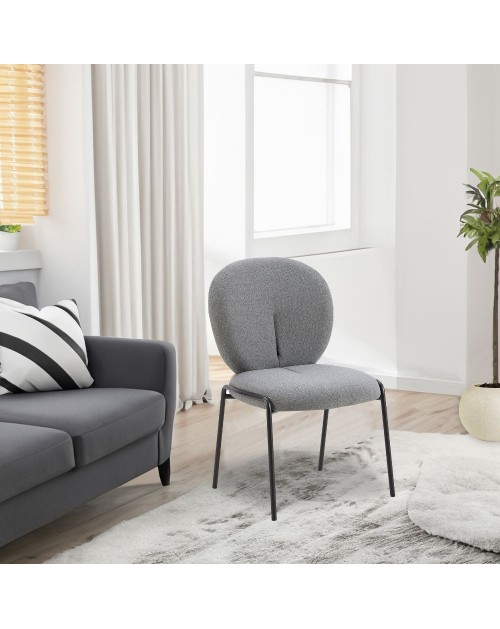 Set 2 Sedie da pranzo tessuto teddy grigio Sirio 53x39x94h