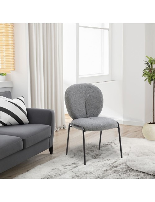 Sedia da Pranzo Tessuto Teddy Grigio Sirio 53x39x94h Offerta