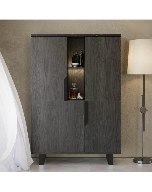 Vetrina credenza 2 ante palissandro nero Zaira 110x49x159h