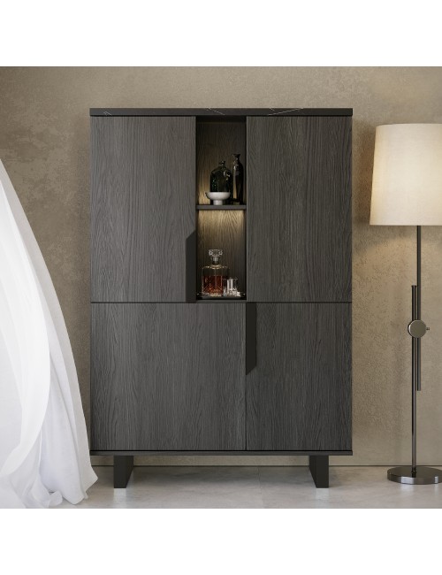 Vetrina Credenza 2 Ante Palissandro Nero Zaira 110x49x159h Prezzo