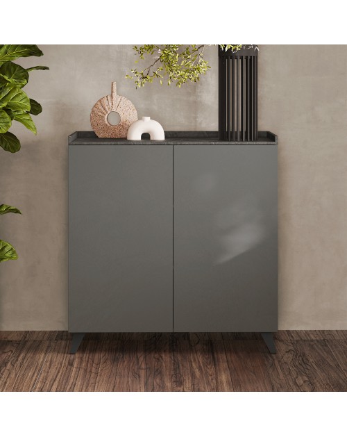 Madia alta 2 ante Polan 121x42x126h colore ardesia piombo