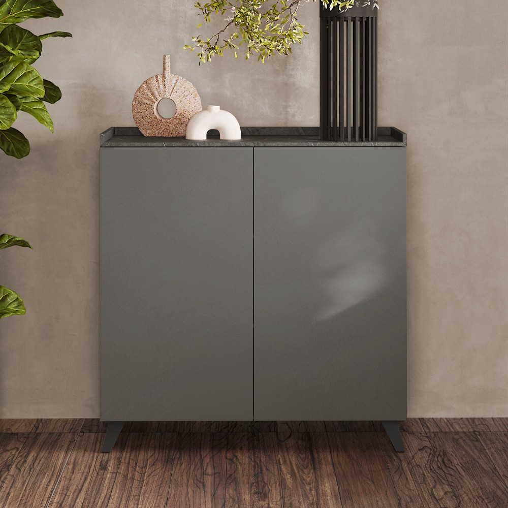 Madia alta 2 ante Polan 121x42x126h colore ardesia piombo
