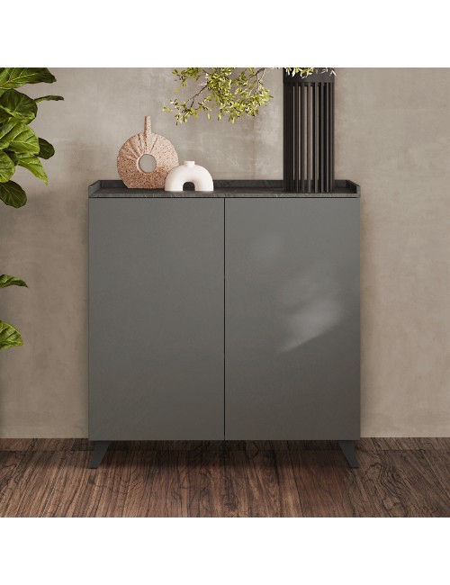 Madia Alta 2 Ante Polan 121x42x126h Colore Ardesia Piombo