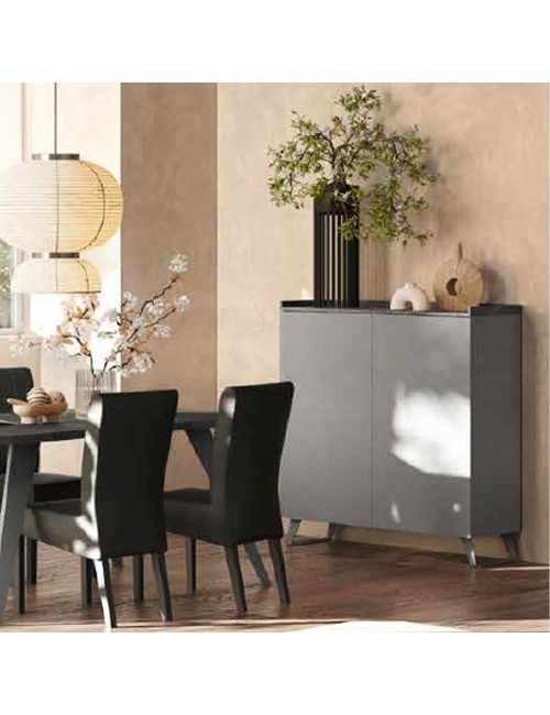 Madia Alta 2 Ante Polan 121x42x126h Colore Ardesia Piombo