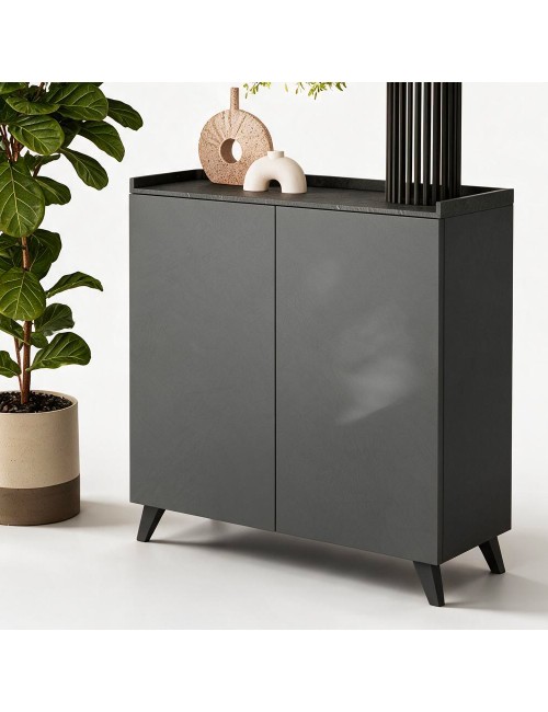 Madia Alta 2 Ante Polan 121x42x126h Colore Ardesia Piombo