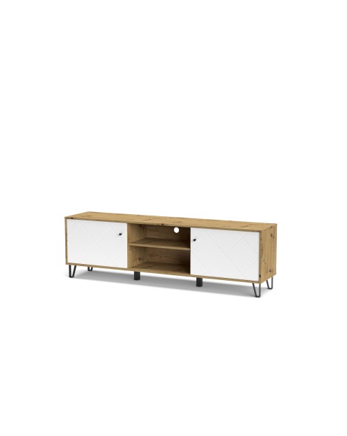 Mobile porta Tv 2 ante e vano a giorno Bollo2 183,4x40x55,5H colore rovere bianco