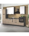 Cucina lineare moderna elettrodomestici inclusi Sinki 330 rovere gordon e bianco