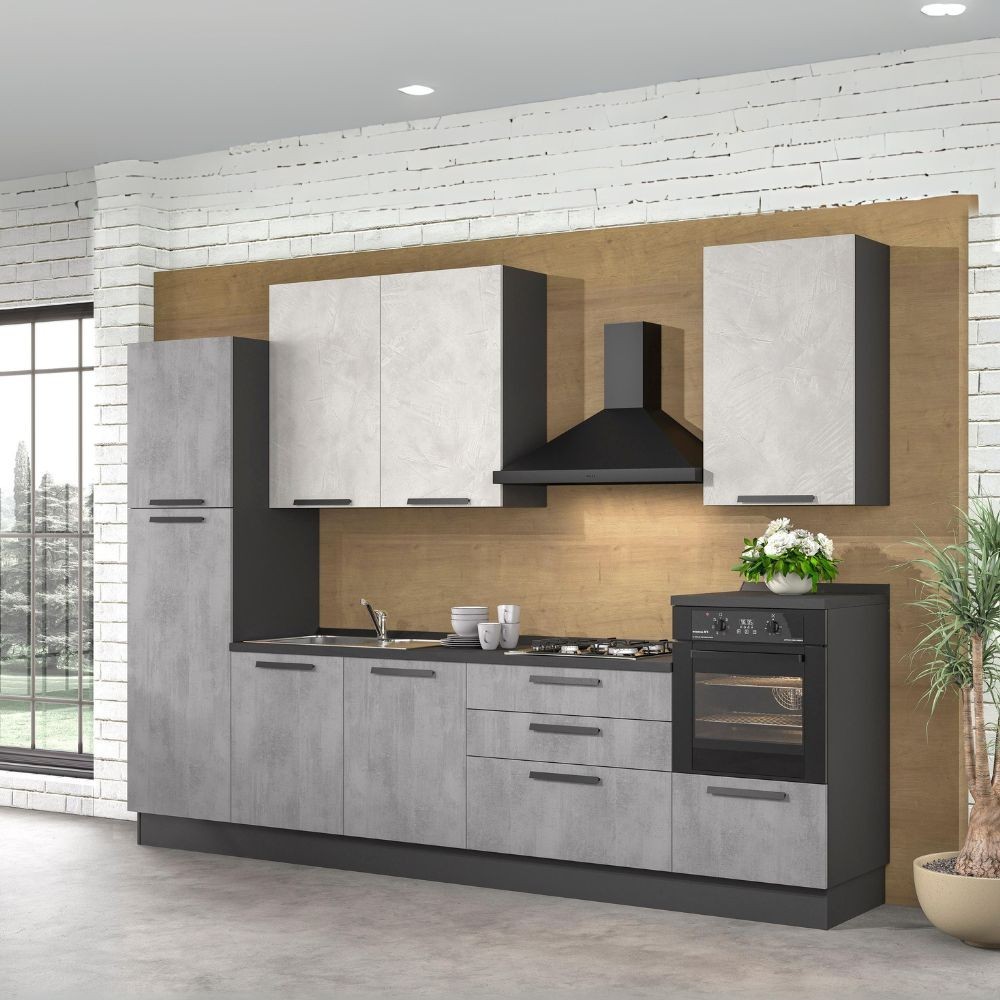 Cucina lineare moderna elettrodomestici inclusi Sinki 330 ossido e spatolato