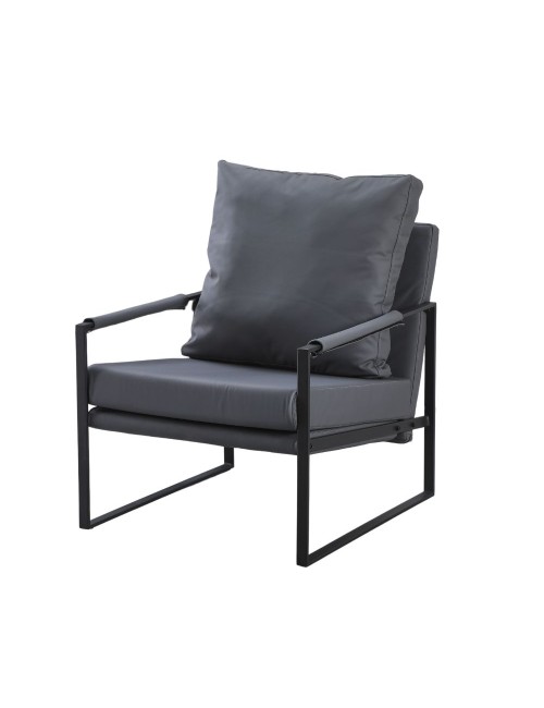 Poltrona ecopelle grigio scuro e struttura in metallo nero Gimmy