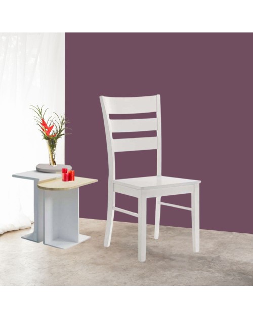 Set 2 Sedie in legno Lisa colore bianco schienale a tre fasce