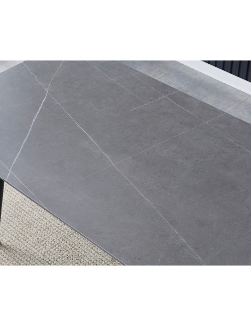 Tavolo top ceramica effetto marmo grigio opaco Mila 140x80