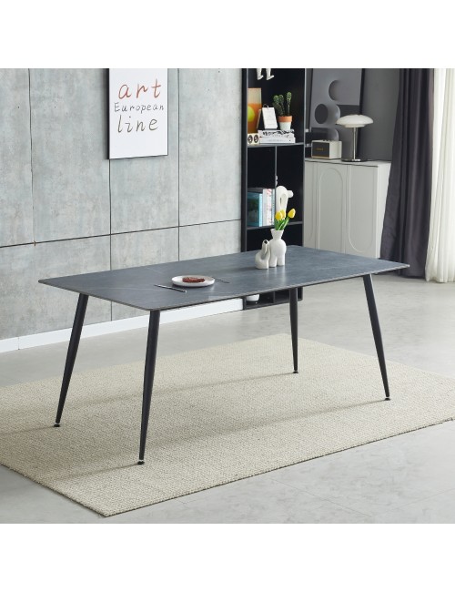 Tavolo top ceramica effetto marmo grigio opaco Mila 140x80