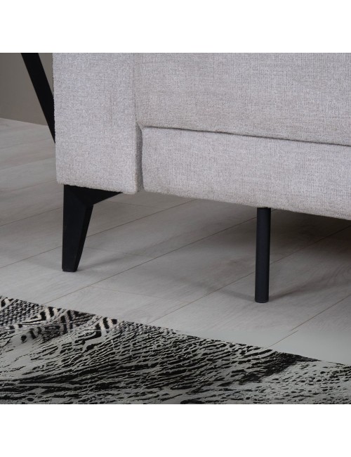 Divano con carrello estraibile e schienale ribaltabile Derry 3 posti tessuto grigio chiaro 217x85x88H