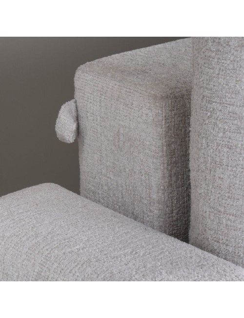 Divano con carrello estraibile e schienale ribaltabile Derry 3 posti tessuto grigio chiaro 217x85x88H