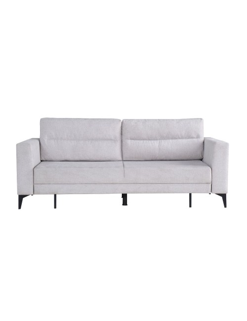 Divano con carrello estraibile e schienale ribaltabile Derry 3 posti tessuto grigio chiaro 217x85x88H