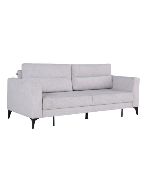 Divano con carrello estraibile e schienale ribaltabile Derry 3 posti tessuto grigio chiaro 217x85x88H