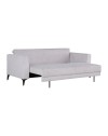 Divano con carrello estraibile e schienale ribaltabile Derry 3 posti tessuto grigio chiaro 217x85x88H