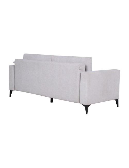 Divano con carrello estraibile e schienale ribaltabile Derry 3 posti tessuto grigio chiaro 217x85x88H