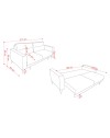 Divano con carrello estraibile e schienale ribaltabile Derry 3 posti tessuto grigio chiaro 217x85x88H