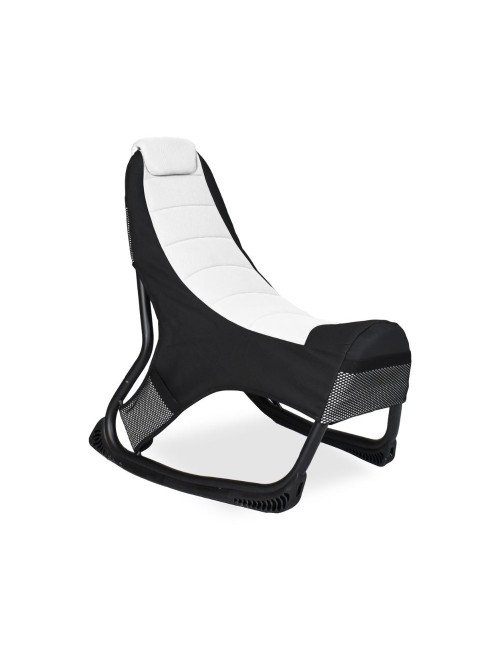Sedia gaming Rocky in tessuto bicolore con base curva – Nero e bianco